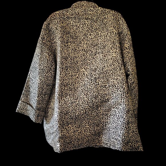 Leopard Print Silk Women's Blazer By Silk Land Loose Fit Size 2X - Picture 4 of 12